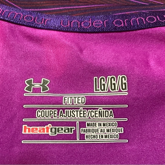 NWOT Under Armour Heatgear Purple, Navy Fitted Short Sleeve Shirt-Large - Picture 3 of 7